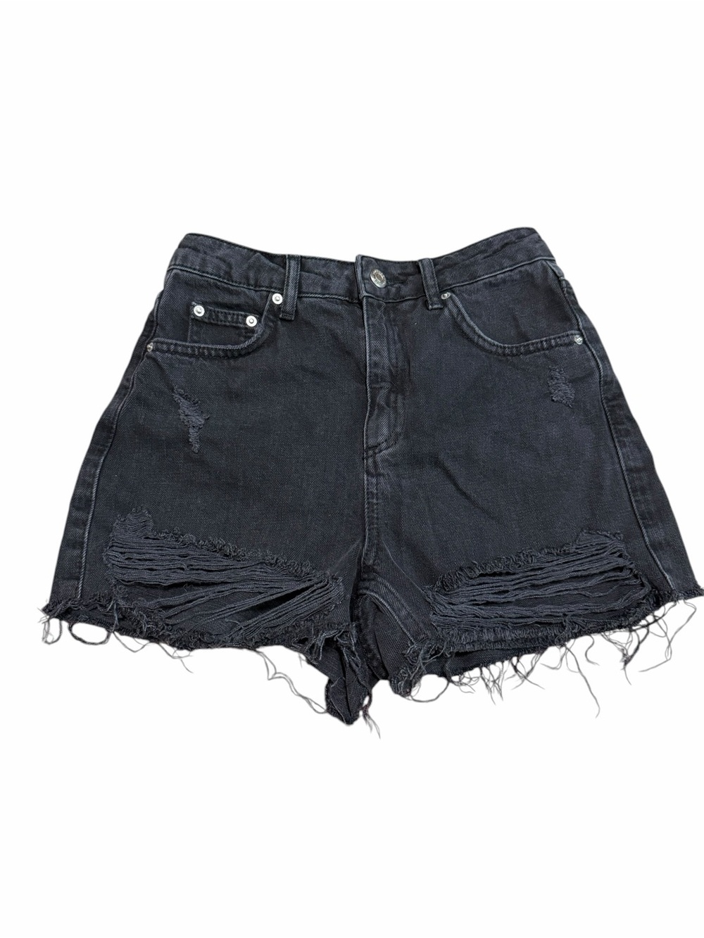 Topshop Moto Mom Denim Shorts | High Waisted | Washed Black | Size 2